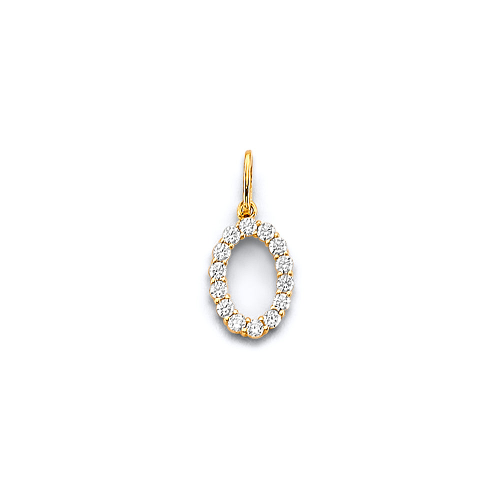 14K Yellow Gold CZ Number Pendant (0 - 9)