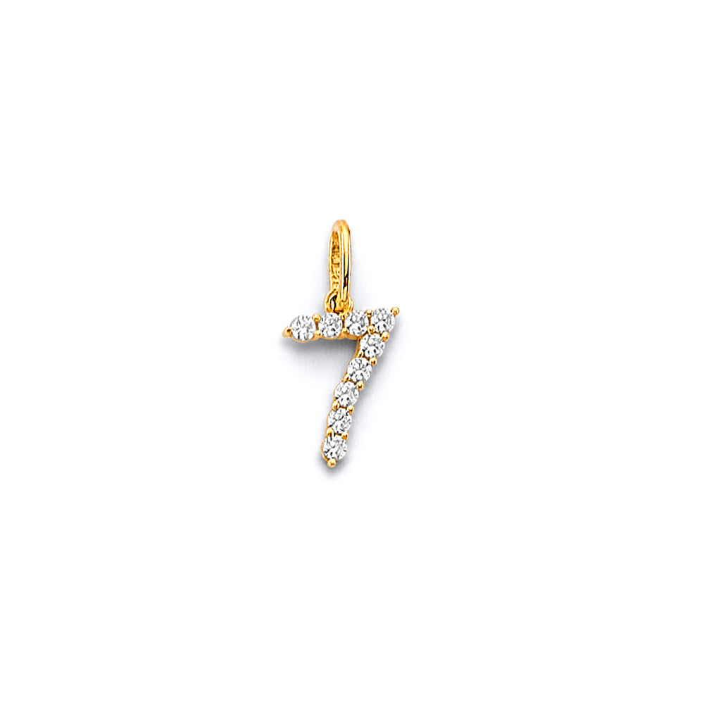 14K Yellow Gold CZ Number Pendant (0 - 9)