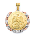 14K Yellow White Rose Gold CZ Framed Medal Coin Pendant