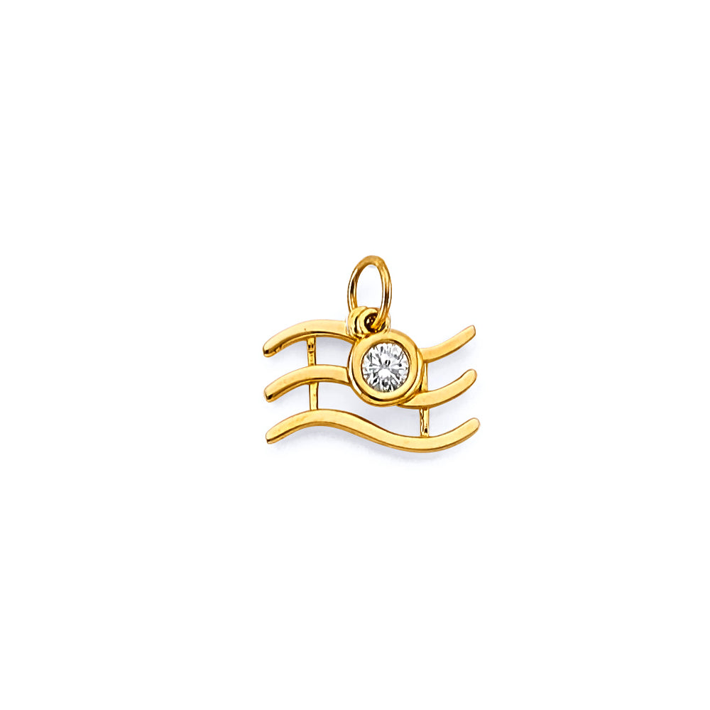 14K Yellow Gold CZ Zodiac Pendant
