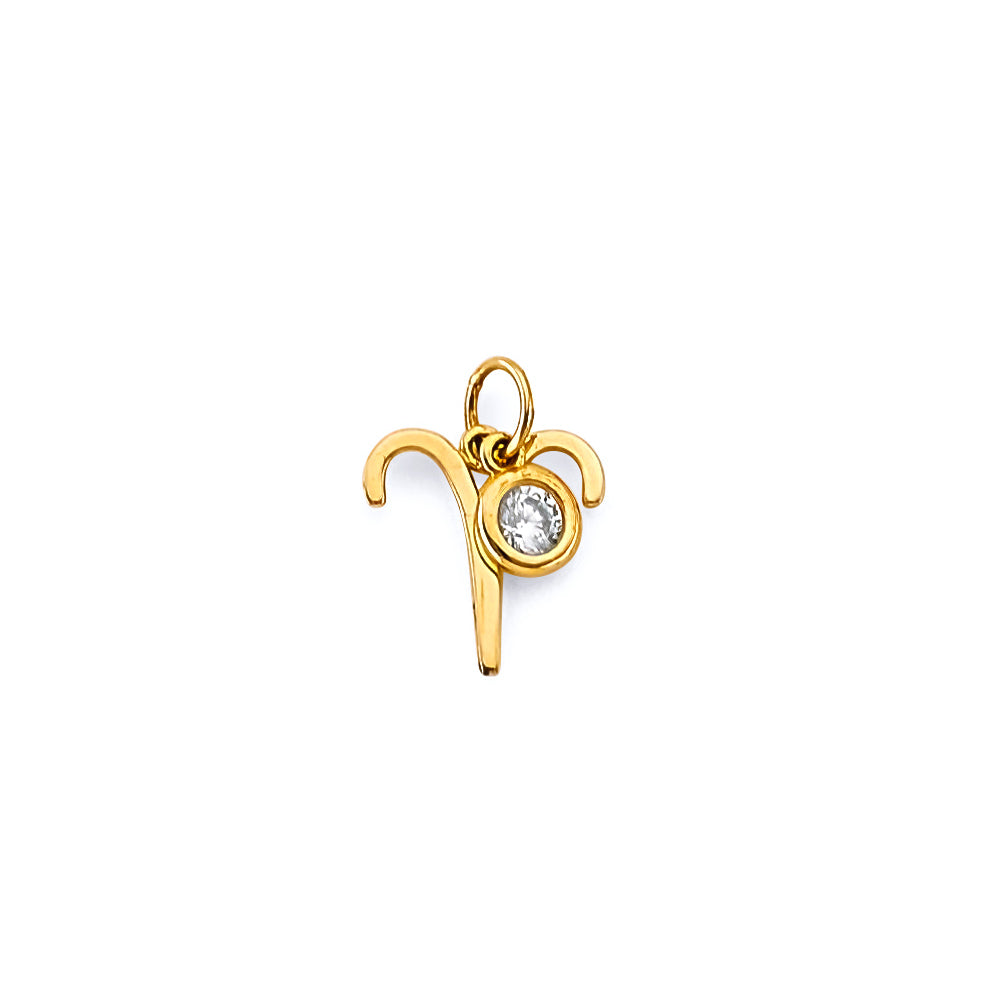 14K Yellow Gold CZ Zodiac Pendant