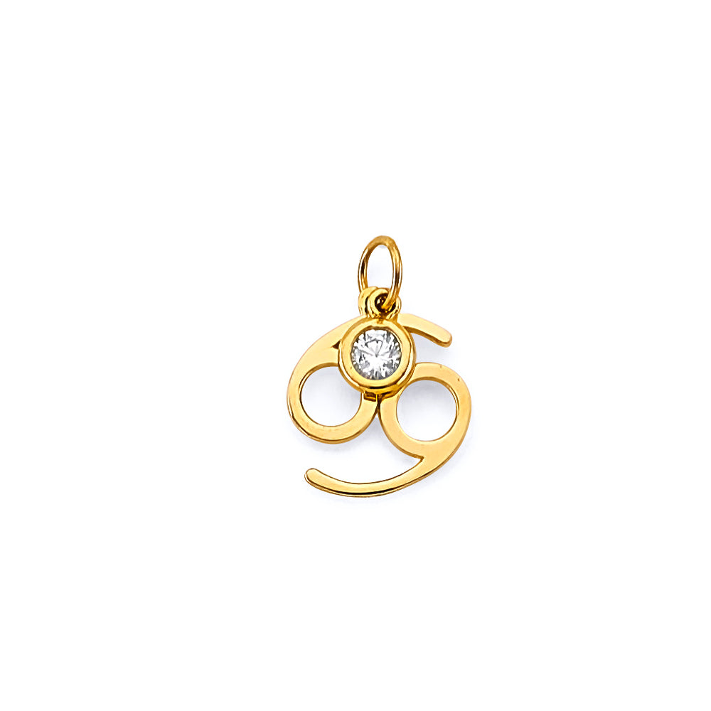 14K Yellow Gold CZ Zodiac Pendant