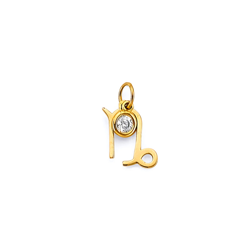14K Yellow Gold CZ Zodiac Pendant
