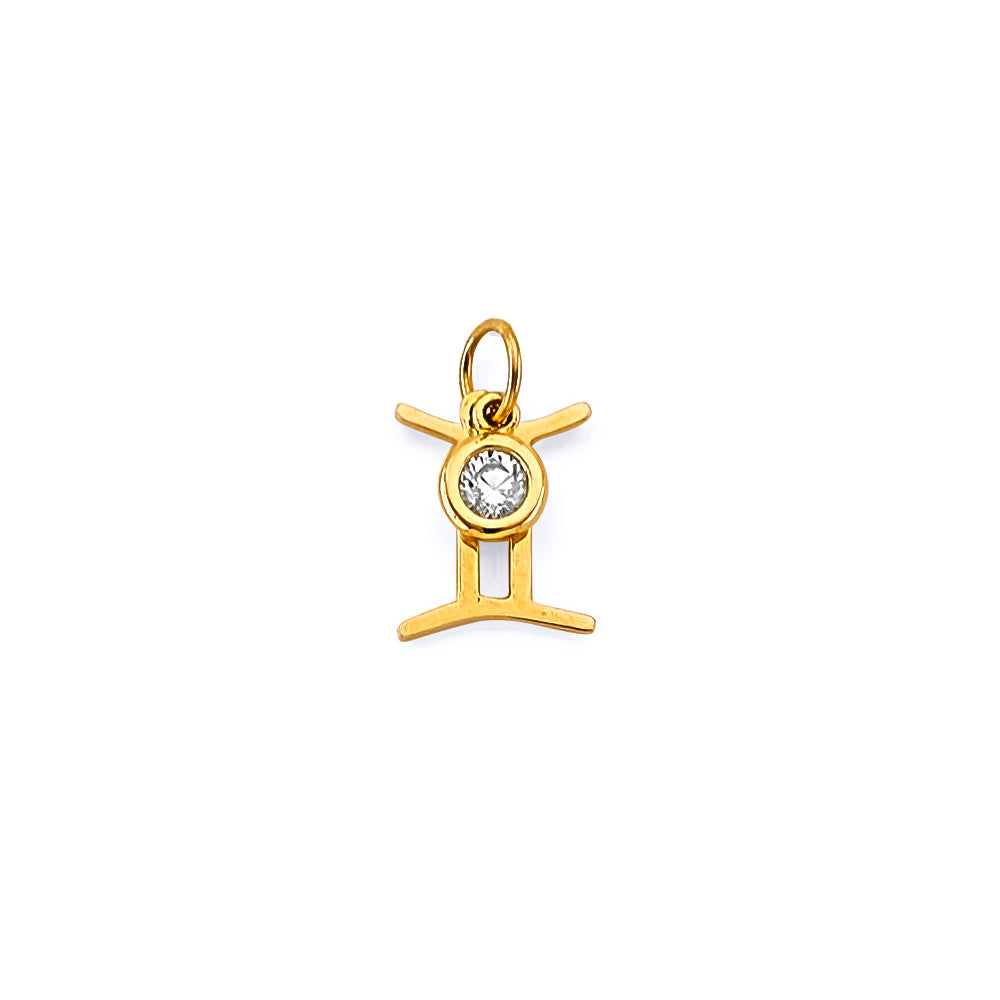 14K Yellow Gold CZ Zodiac Pendant