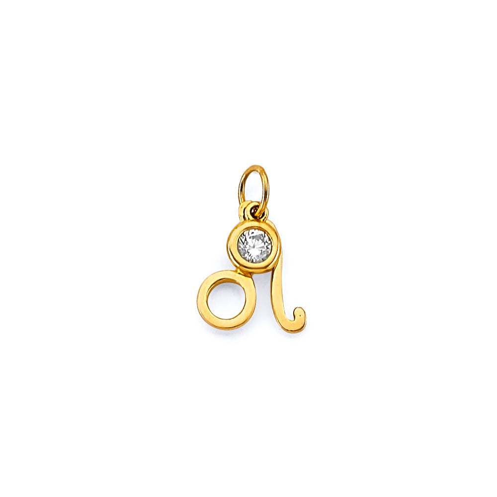 14K Yellow Gold CZ Zodiac Pendant
