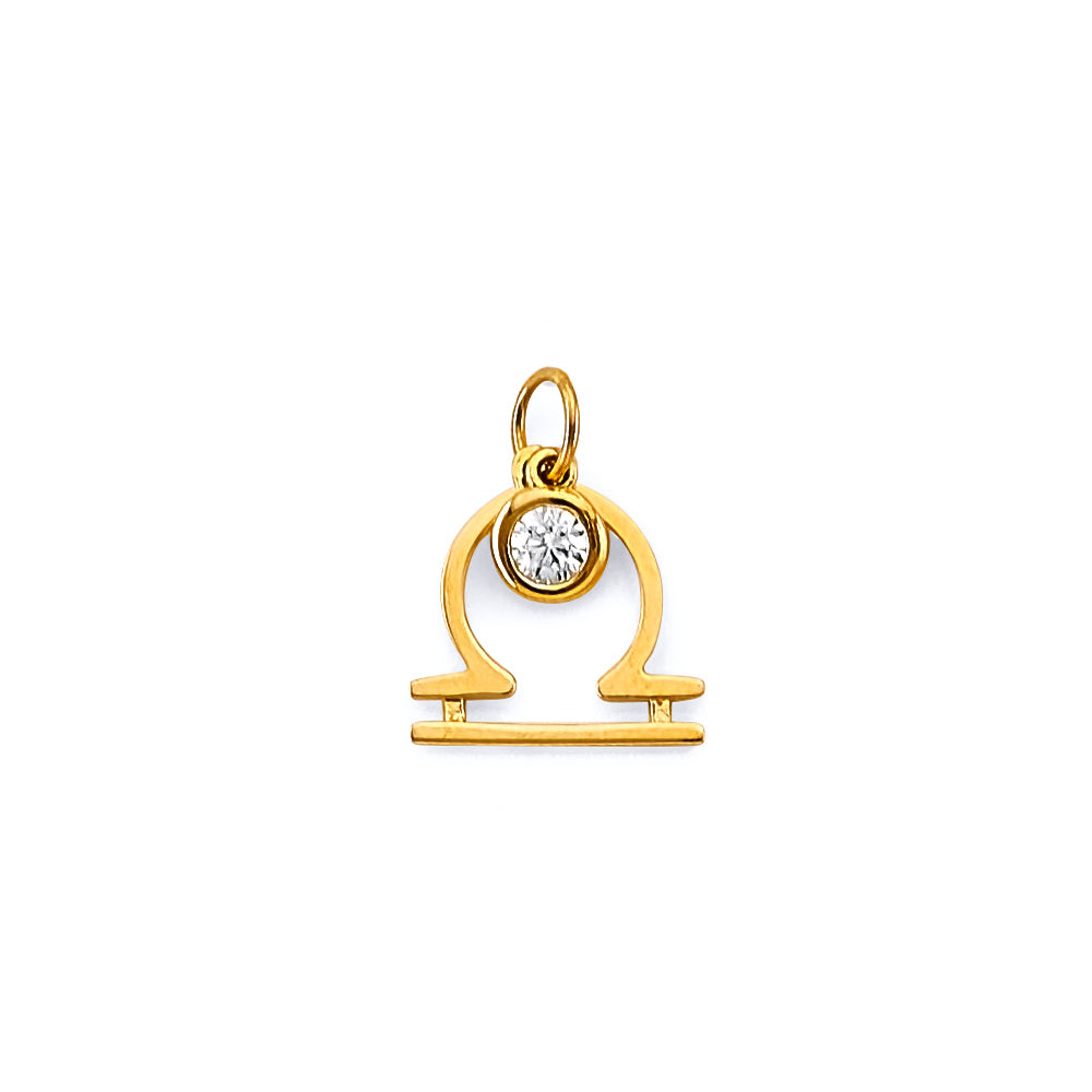 14K Yellow Gold CZ Zodiac Pendant