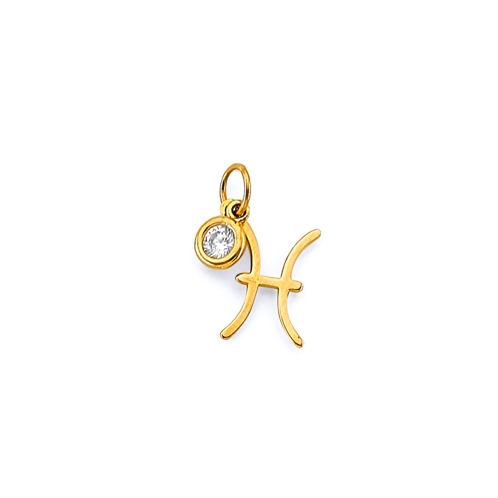 14K Yellow Gold CZ Zodiac Pendant