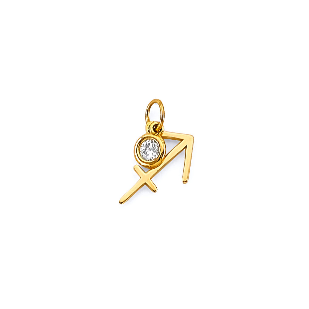 14K Yellow Gold CZ Zodiac Pendant