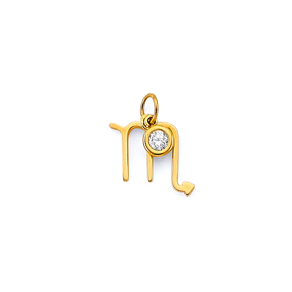 14K Yellow Gold CZ Zodiac Pendant