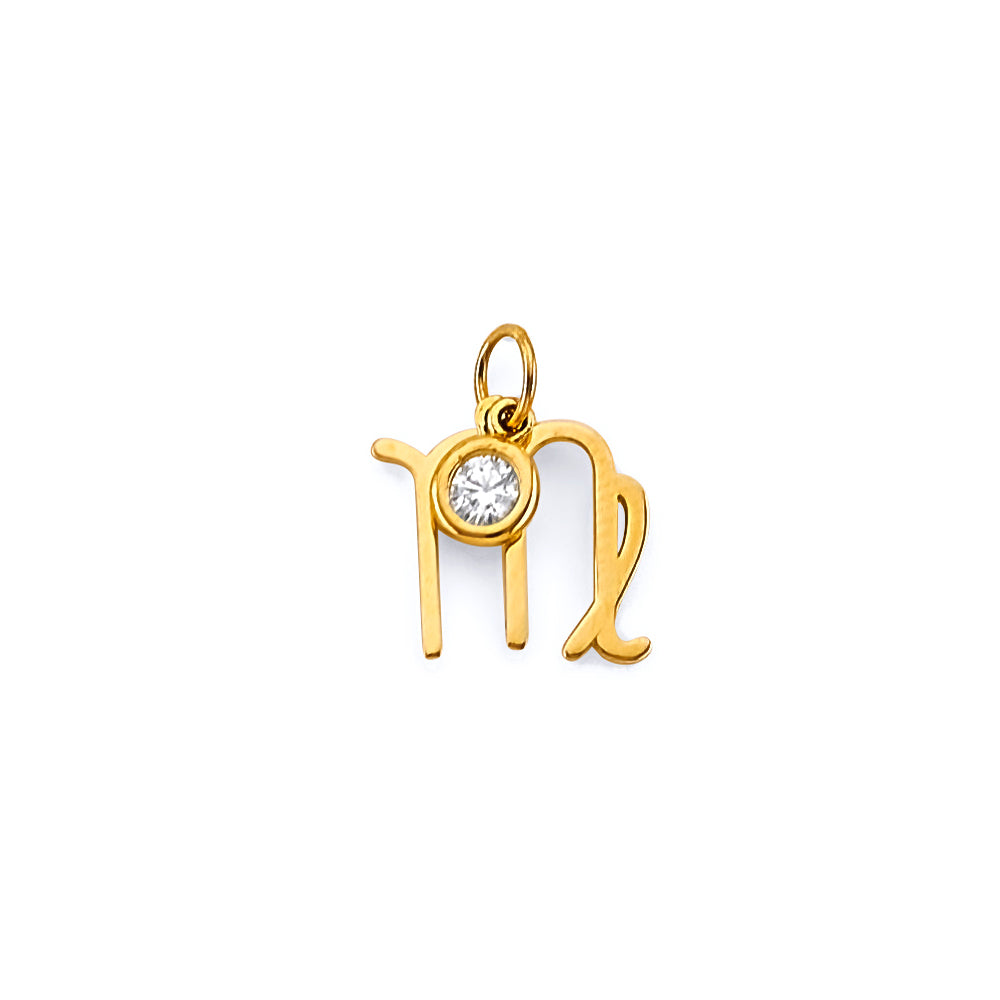 14K Yellow Gold CZ Zodiac Pendant