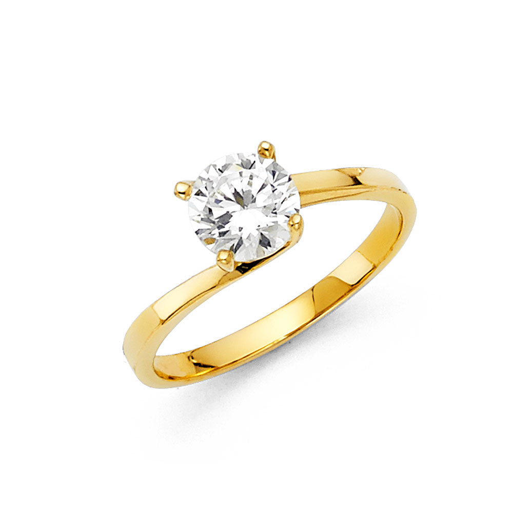 14K Yellow Gold CZ Engagement Ring (RG4)