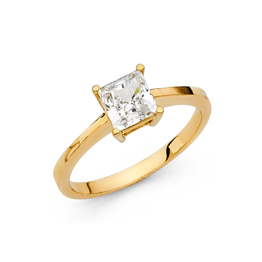 14K Yellow Gold CZ Engagement Ring (RG7)