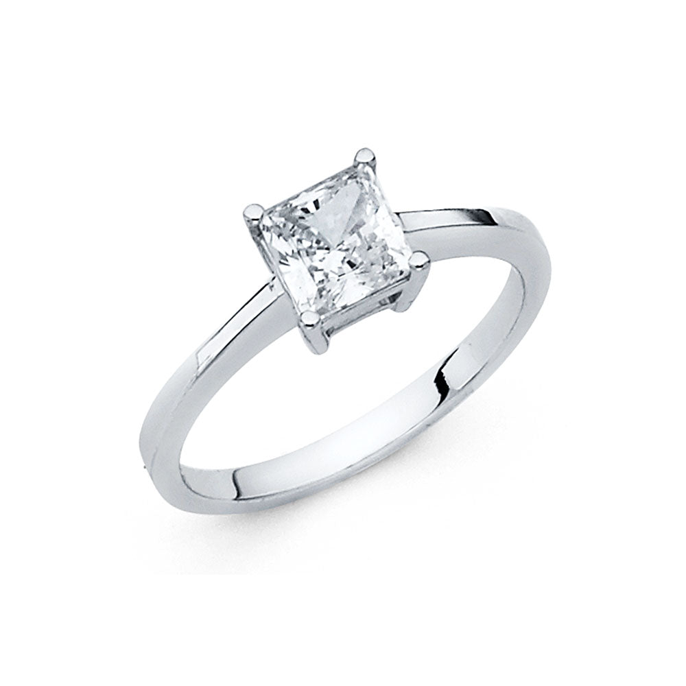 14K White Gold CZ Engagement Ring (RG7W)