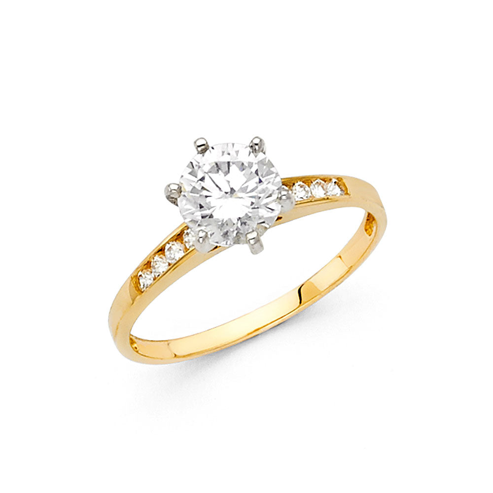 14K Yellow Gold CZ Engagement Ring (RG10)