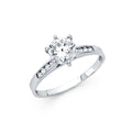 14K White Gold CZ Engagement Ring (RG10W)