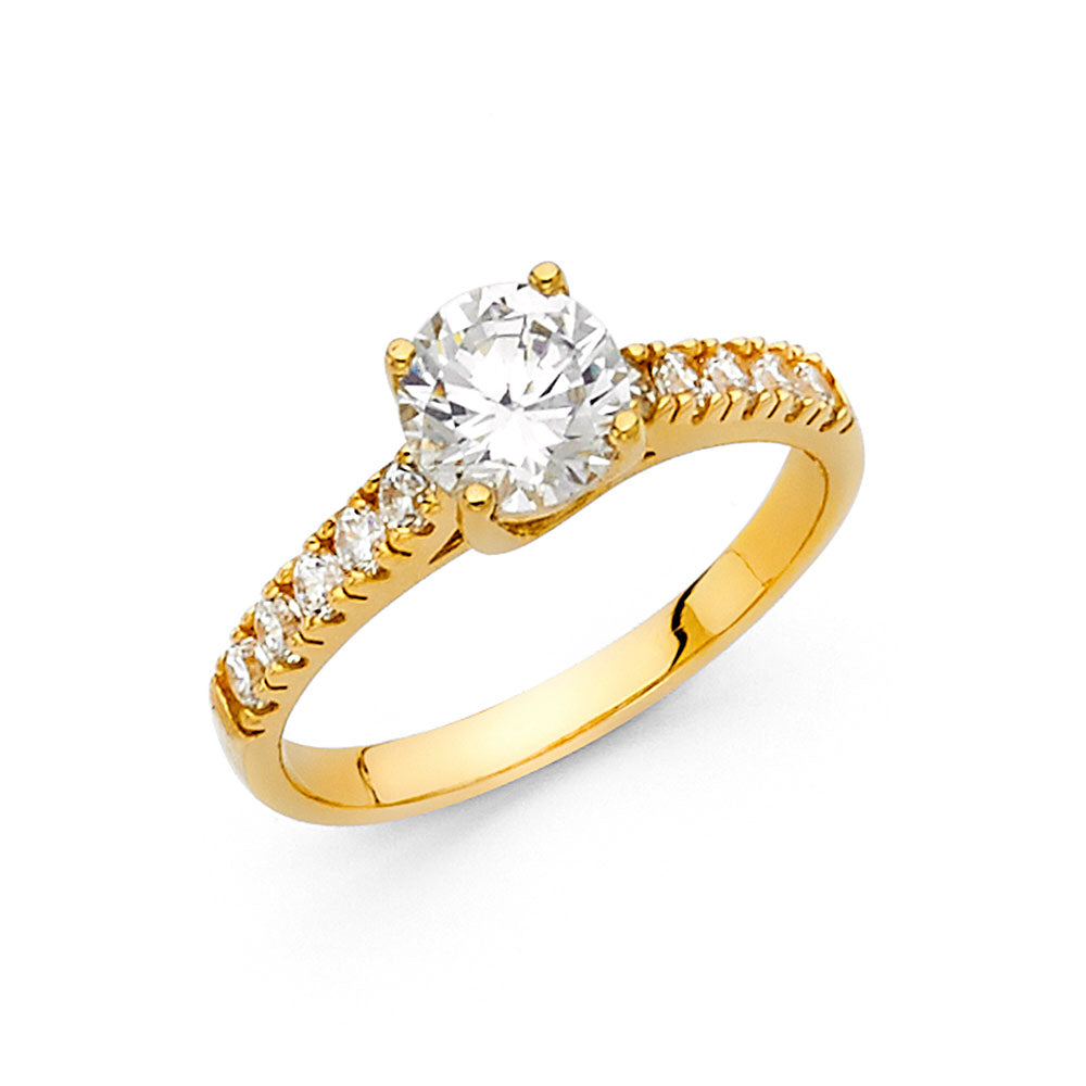 14K Yellow Gold CZ Engagement Ring (RG13)