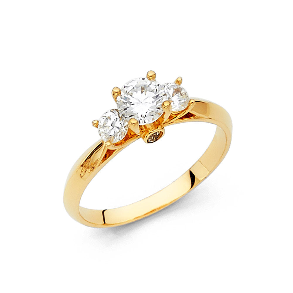 14K Yellow Gold CZ Engagement Ring (RG15)