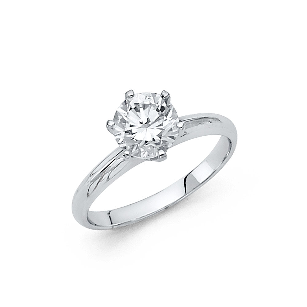 14K White Gold CZ Engagement Ring (RG17W)