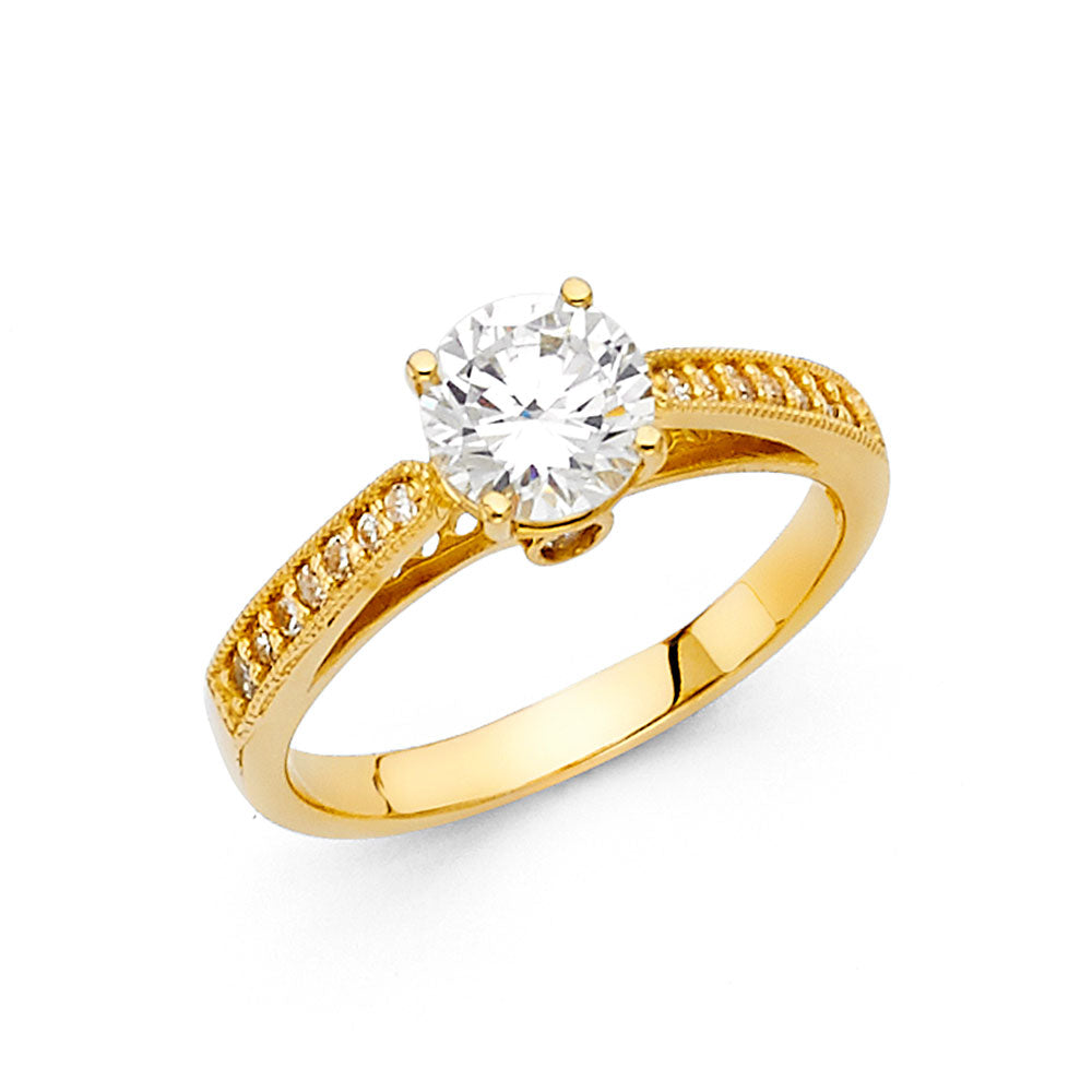 14K Yellow Gold CZ Engagement Ring (RG19)