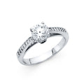 14K White Gold CZ Engagement Ring (RG19W)