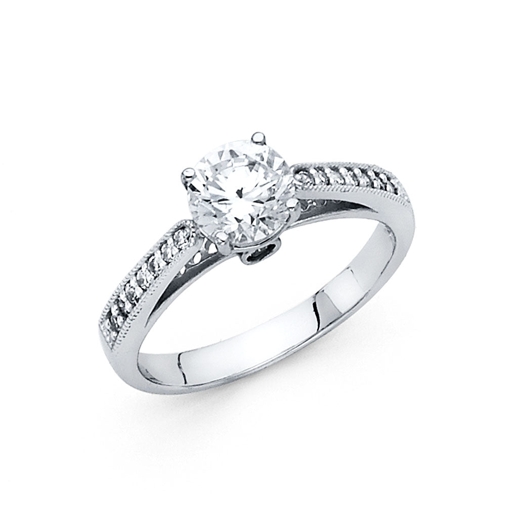 14K White Gold CZ Engagement Ring (RG19W)