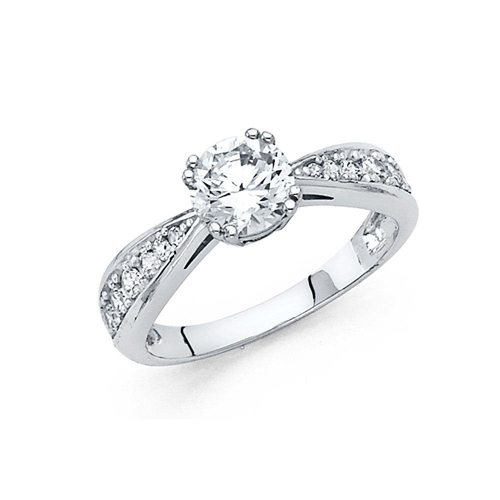 14K White Gold CZ Engagement Ring (RG20W)