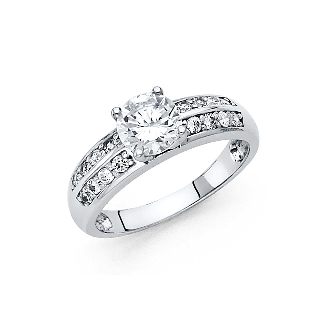 14K White Gold CZ Engagement Ring (RG21W)