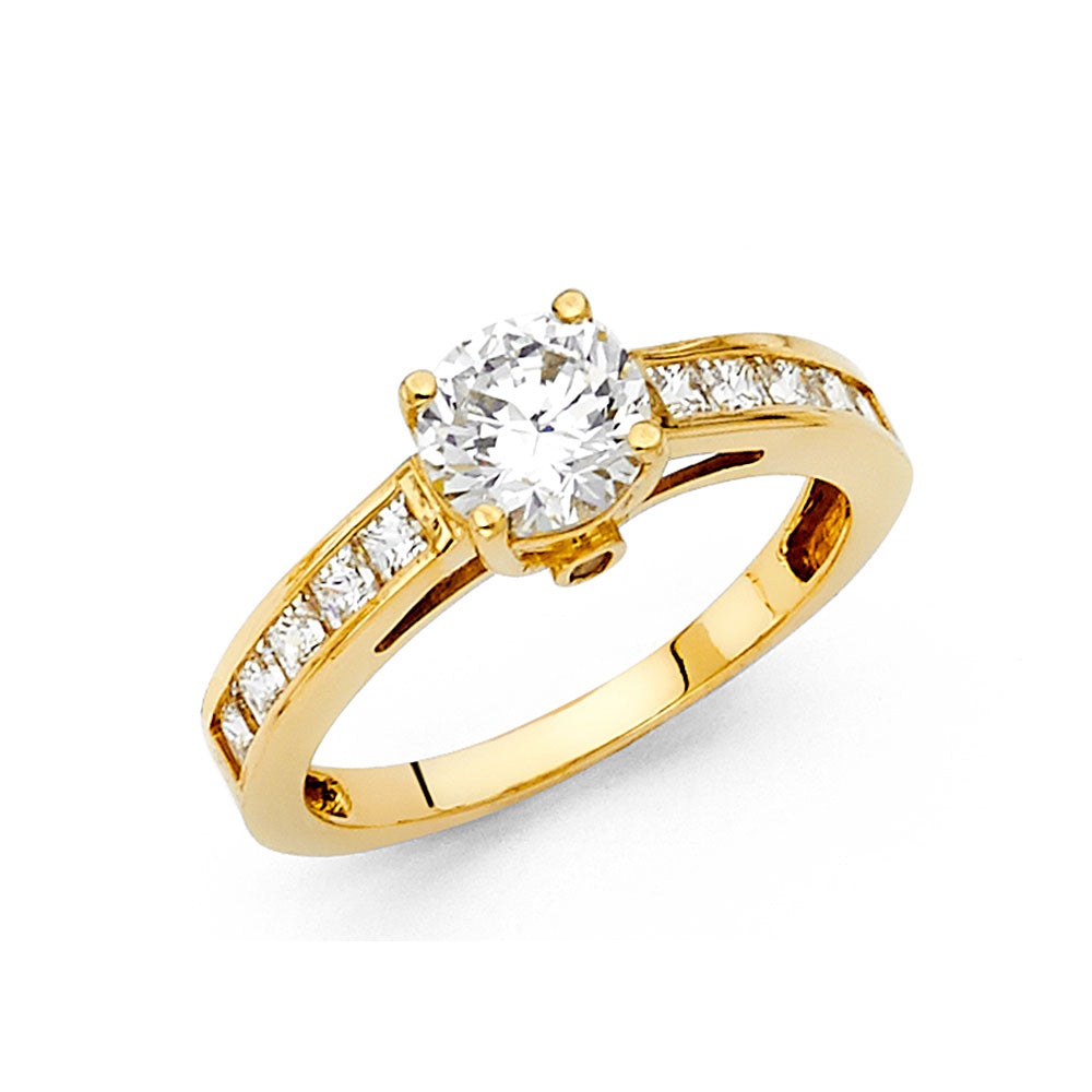 14K Yellow Gold CZ Engagement Ring (RG23)