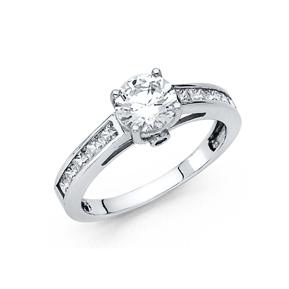 14K White Gold CZ Engagement Ring (RG23W)