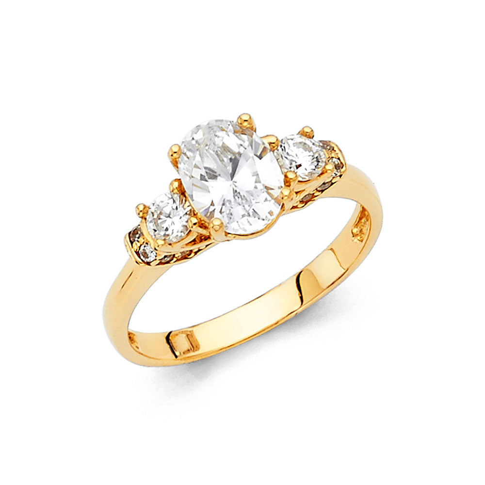 14K Yellow Gold CZ Engagement Ring (RG24)