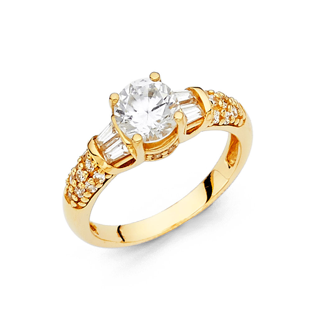 14K Yellow Gold CZ Engagement Ring (RG25)