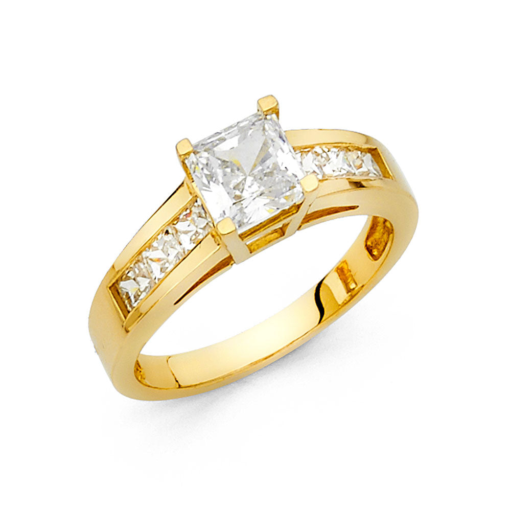 14K Yellow Gold CZ Engagement Ring (RG32)