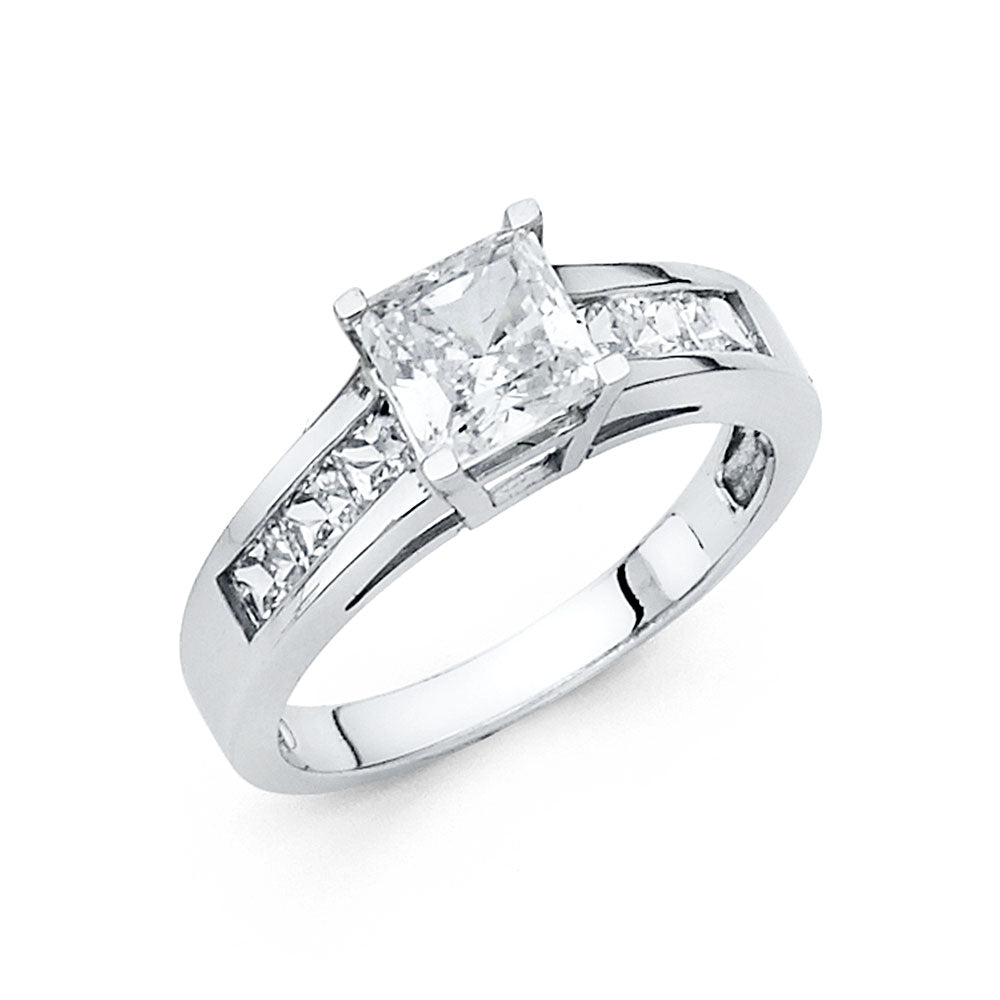 14K White Gold CZ Engagement Ring (RG32W)