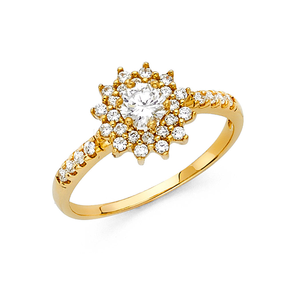 14K Yellow Gold CZ Engagement Ring (RG33)