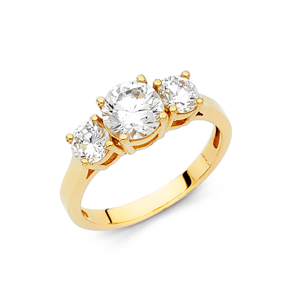 14K Yellow Gold CZ Engagement Ring (RG34)