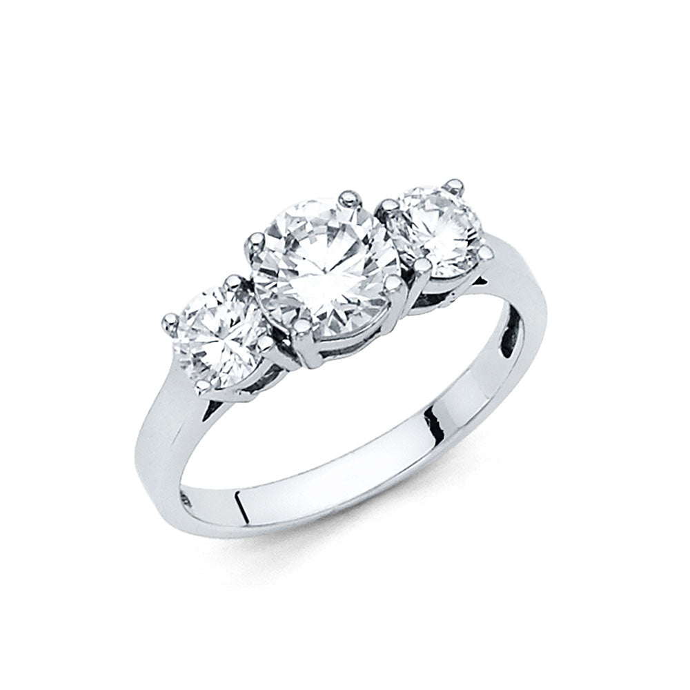 14K White Gold CZ Engagement Ring (RG34W)