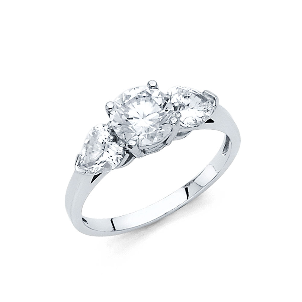 14K White Gold CZ Engagement Ring (RG35W)