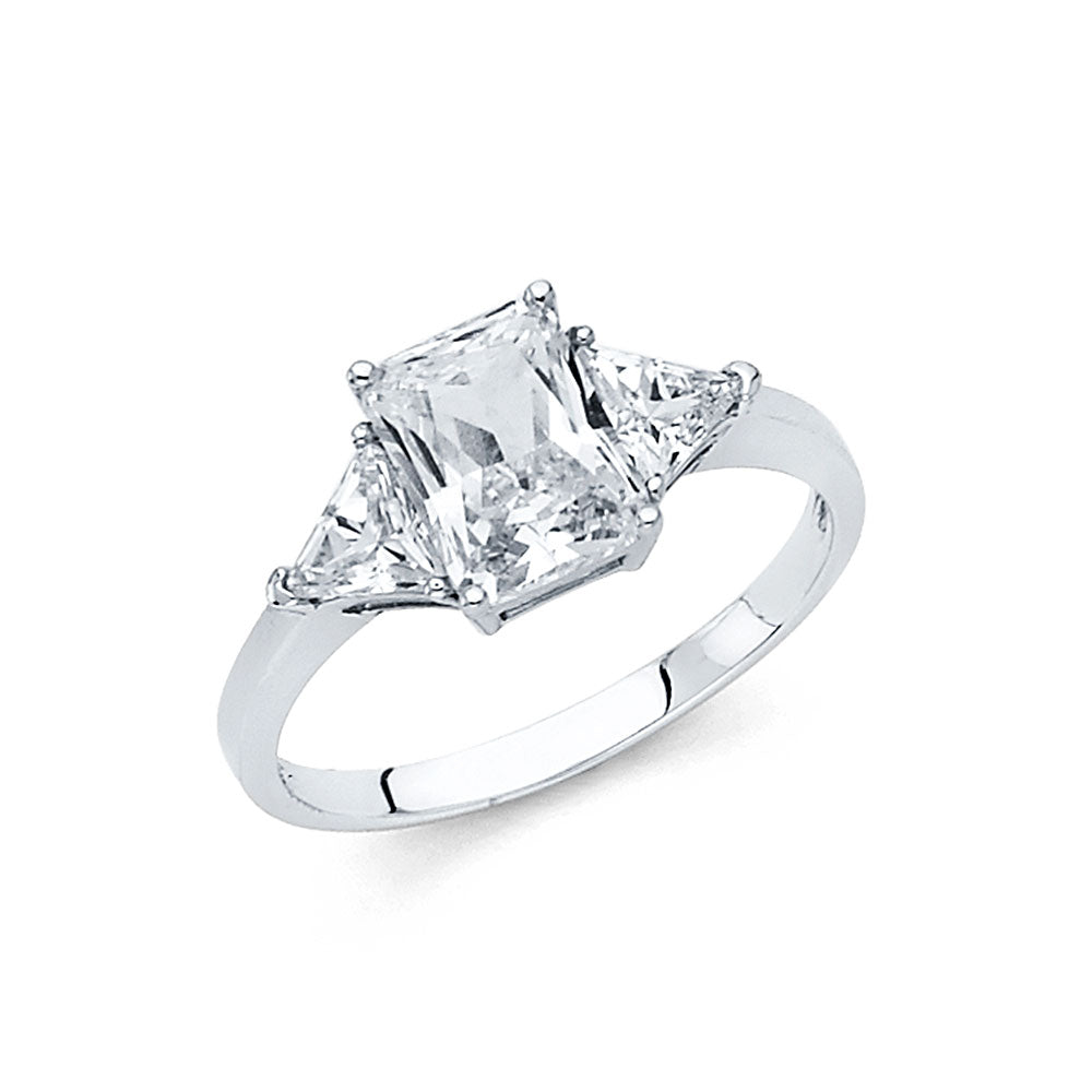 14K White Gold CZ Engagement Ring (RG36W)