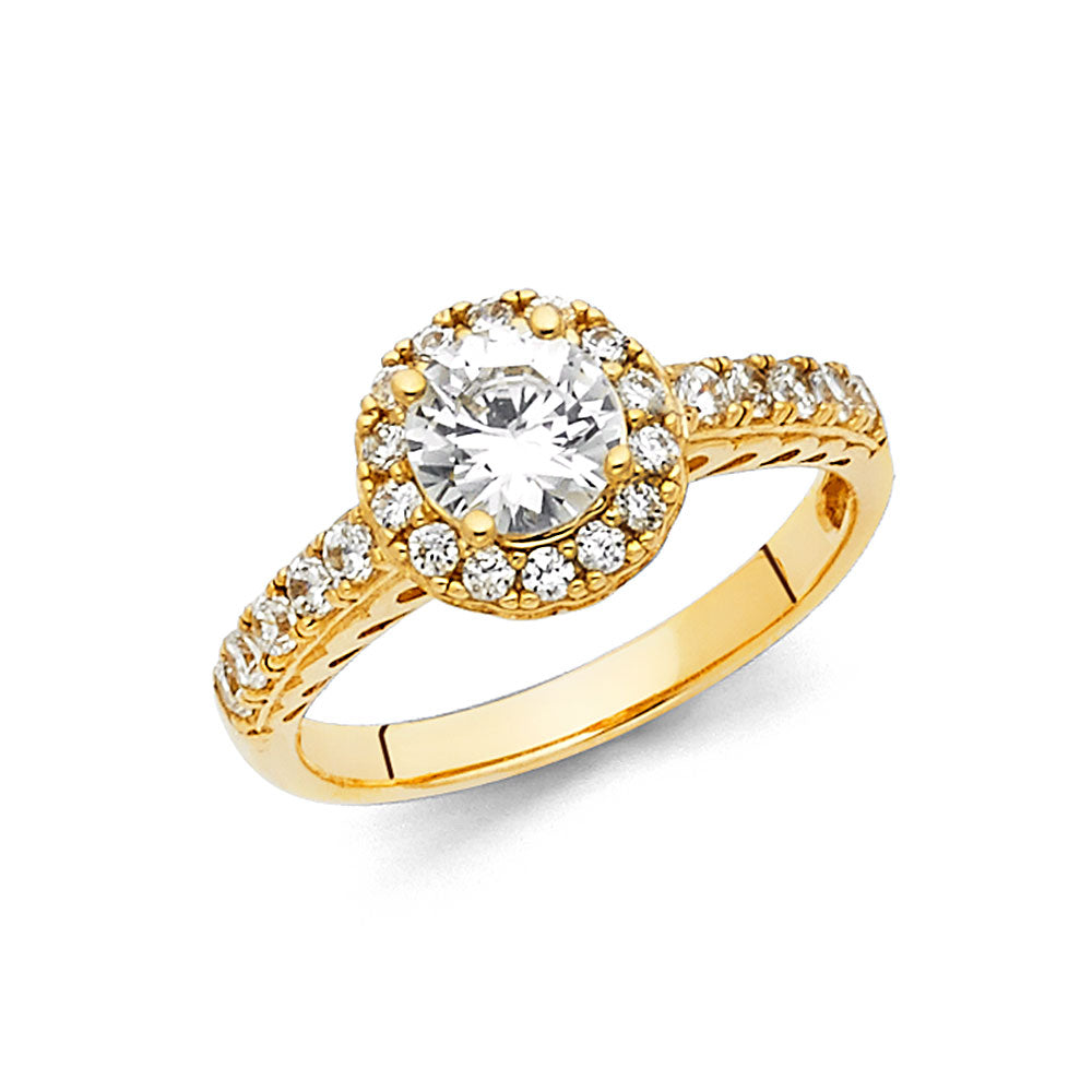 14K Yellow Gold CZ Engagement Ring (RG41)