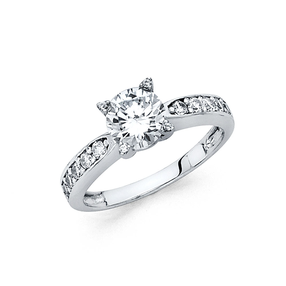 14K White Gold CZ Engagement Ring (RG42)