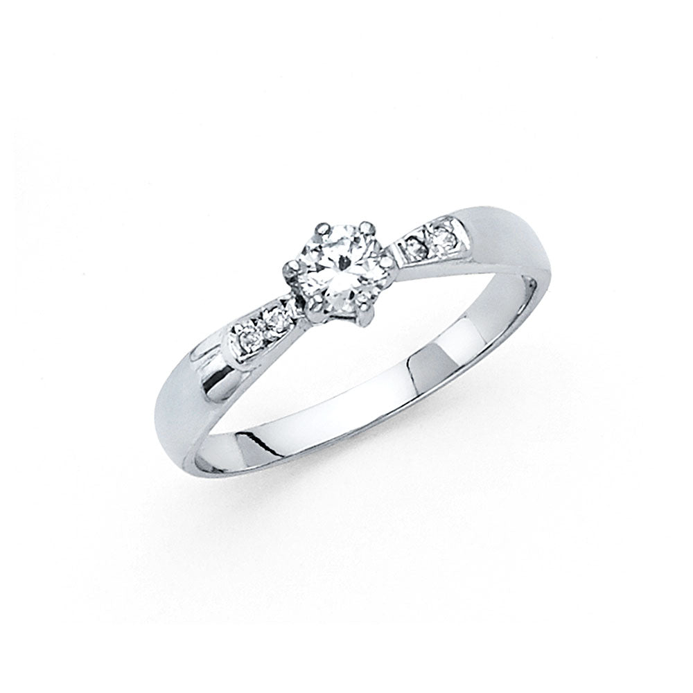 14K White Gold CZ Engagement Ring (RG43)