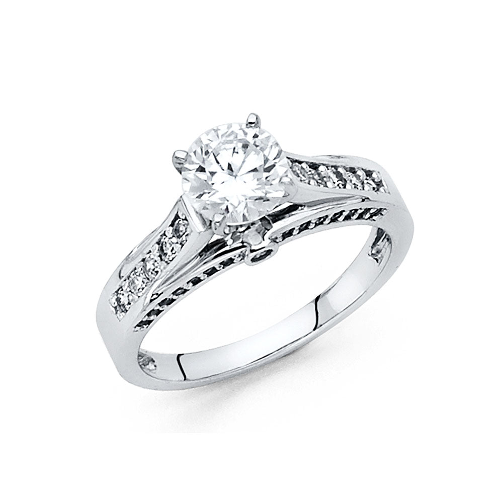 14K White Gold CZ Engagement Ring (RG46)