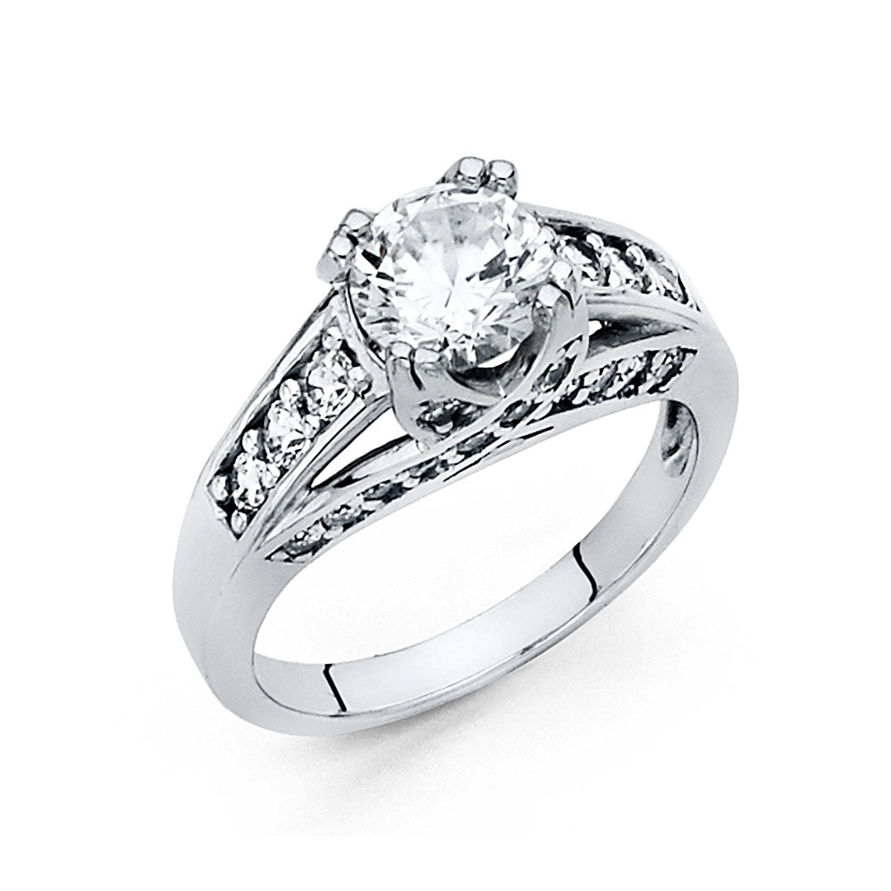 14K White Gold CZ Engagement Ring (RG51)