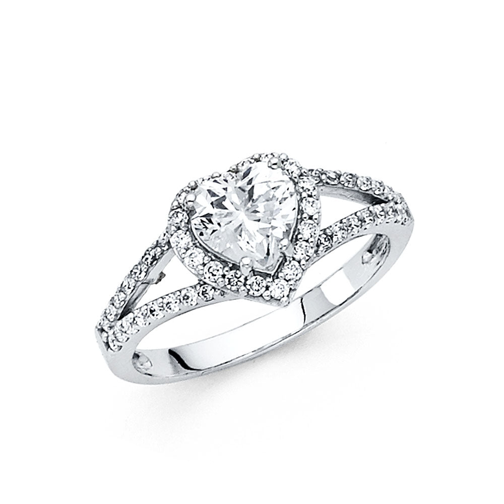14K White Gold CZ Engagement Ring (RG56)