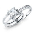 14K White Gold CZ Engagement Ring (RG58)