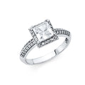 14K White Gold CZ Engagement Ring (RG59)
