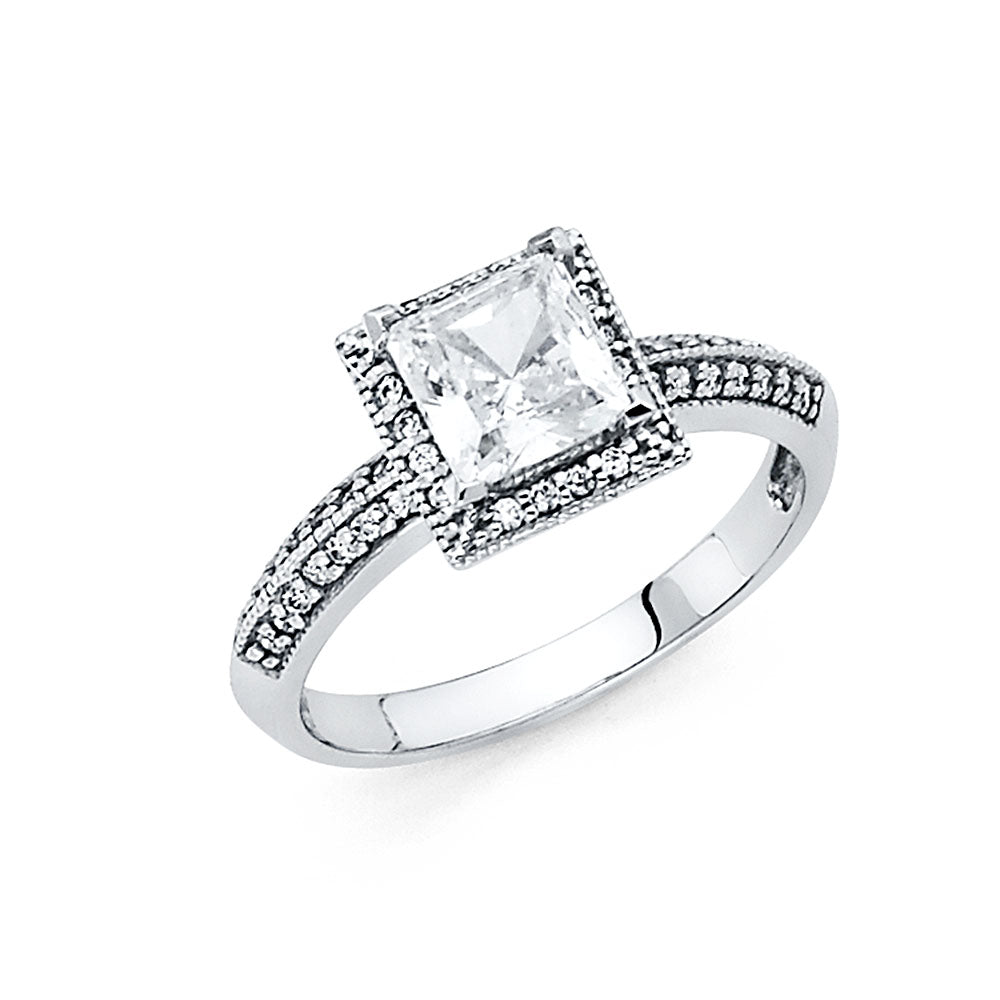 14K White Gold CZ Engagement Ring (RG59)