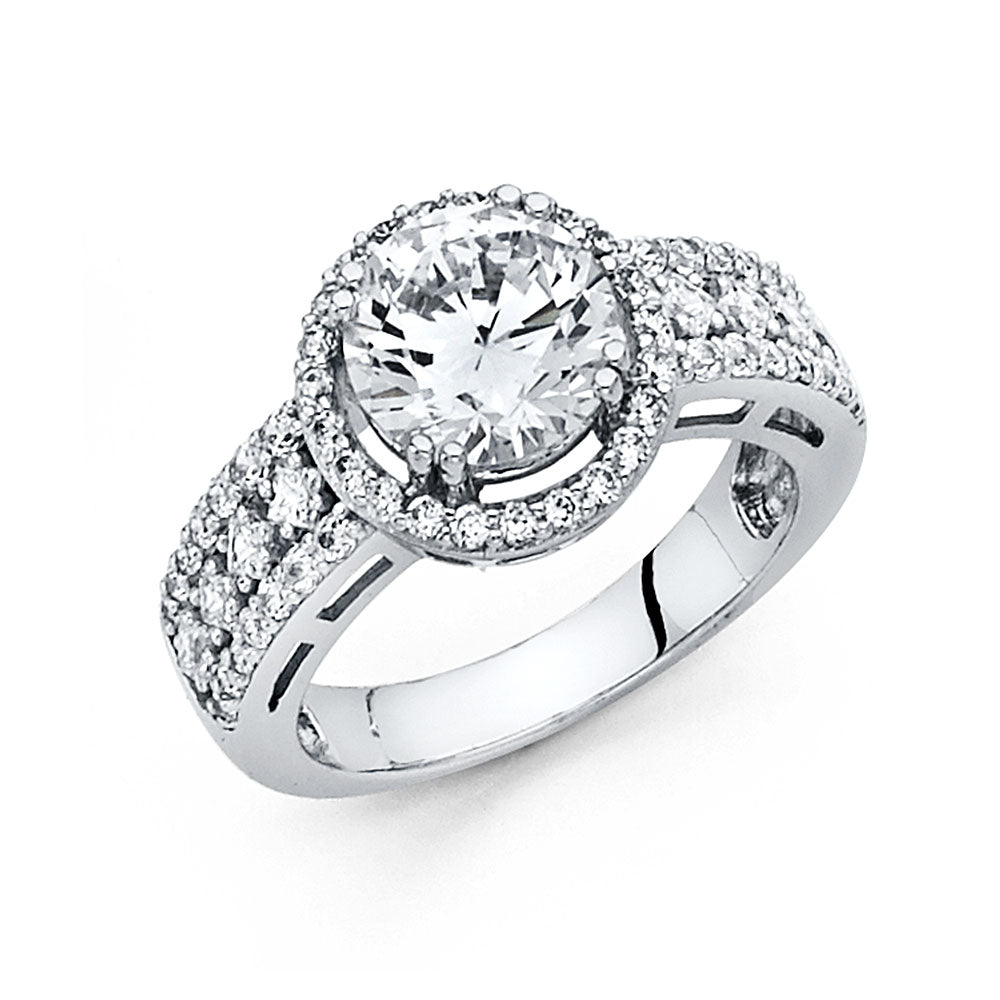 14K White Gold CZ Engagement Ring (RG64)