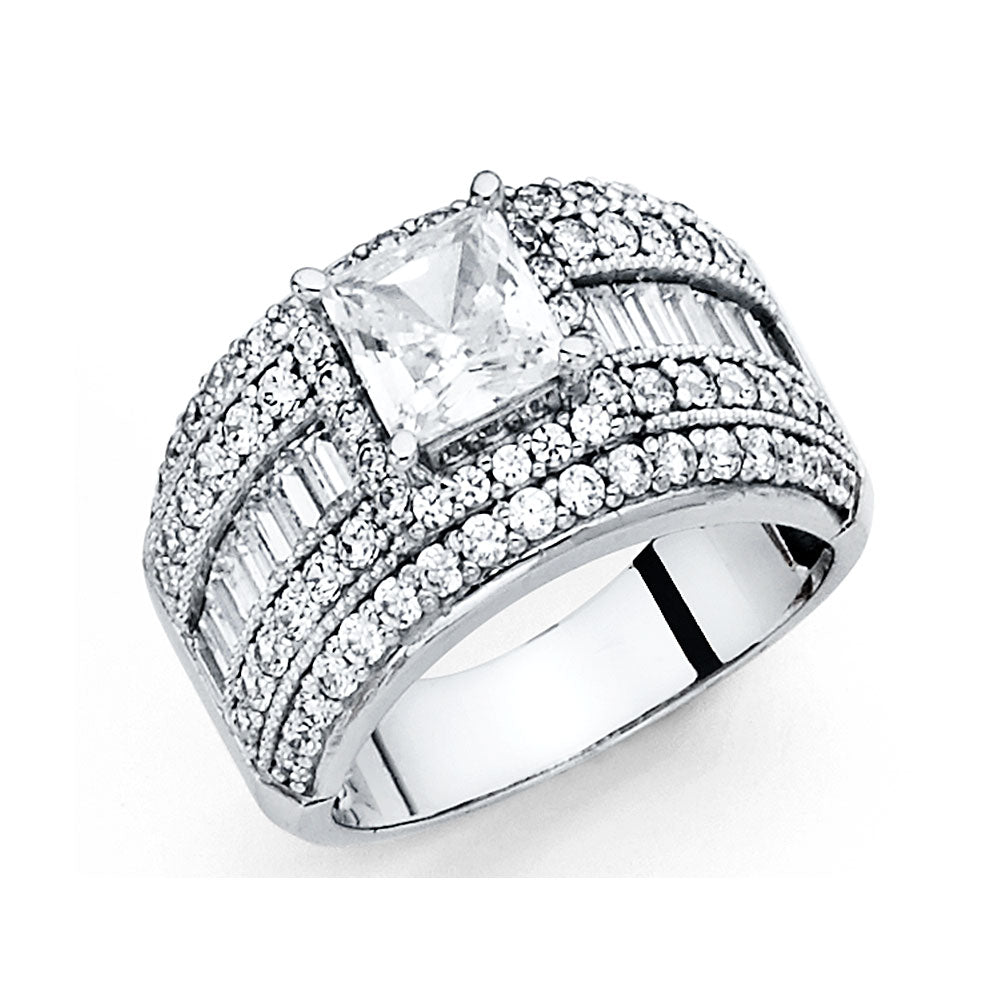 14K White Gold CZ Engagement Ring (RG65)