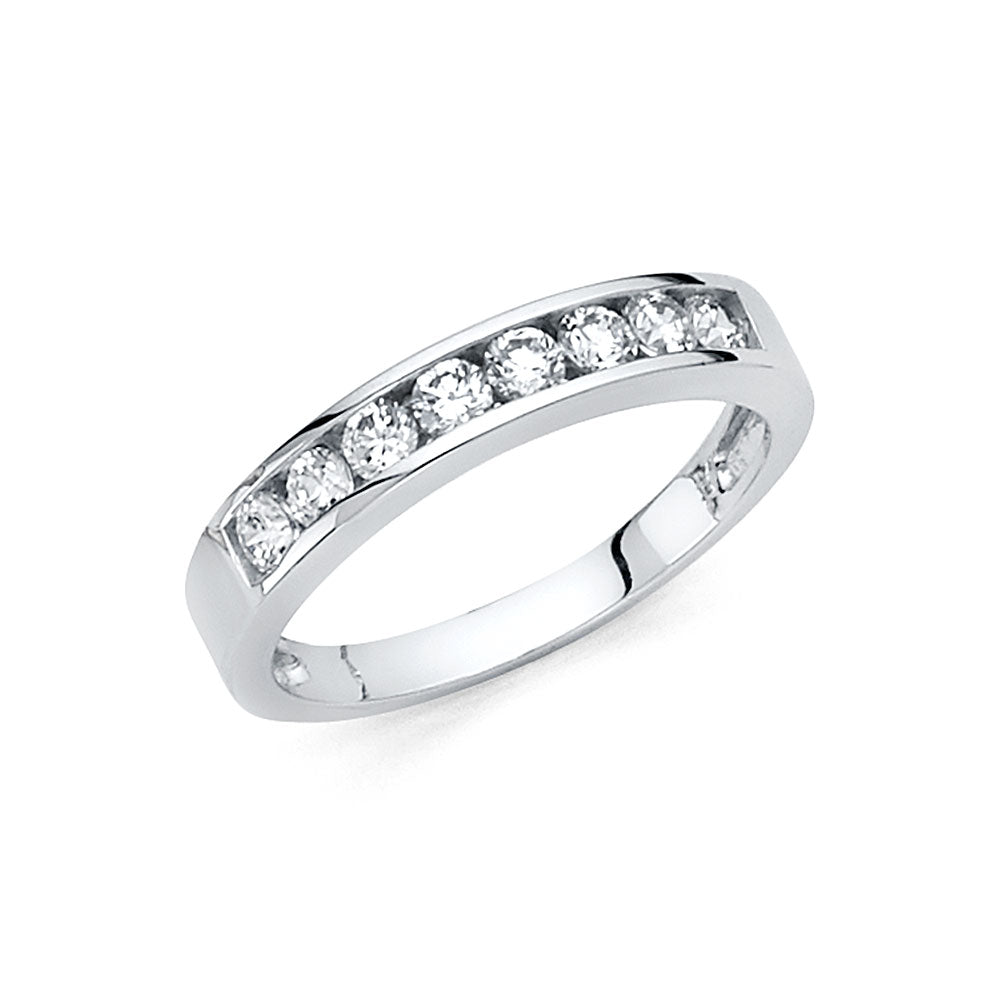 14K White Gold CZ Wedding Band (RG67W)